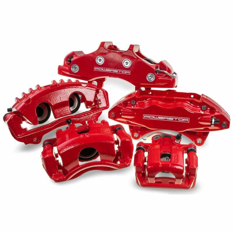 Power Stop 18-22 Jeep Wrangler Front Red Caliper w/Bracket - Pair