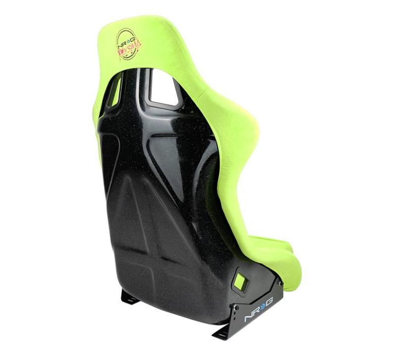 NRG FRP Bucket Seat PRISMA Edition - Large (Neon Green Alcantara/ Pearlized Back)