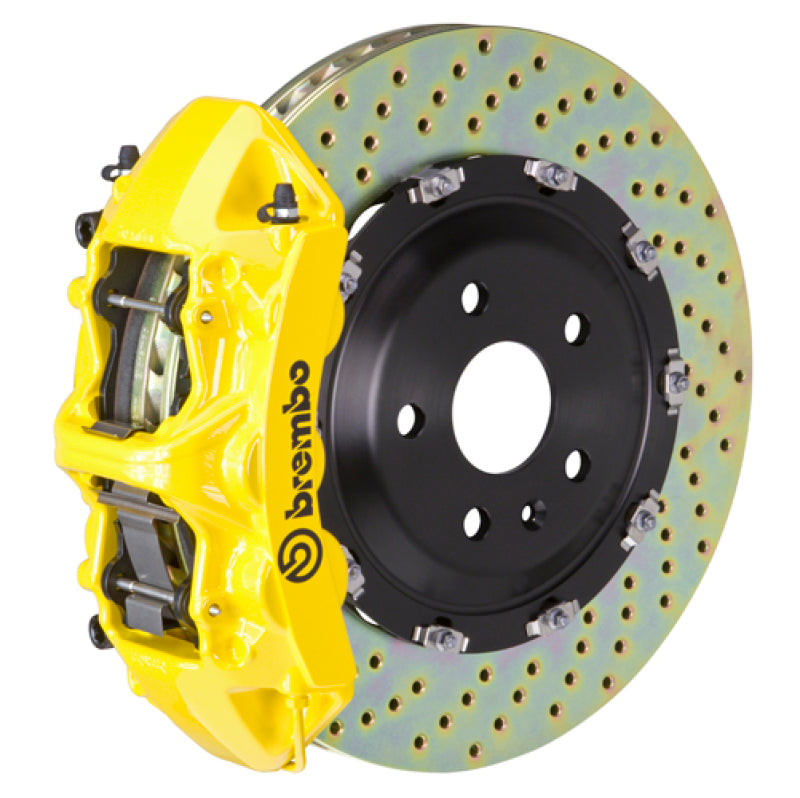 Brembo 19+ Model X (Excl Plaid) Fr GT BBK 6Pis Cast 380x34 2pc Rotor Drilled-Yellow