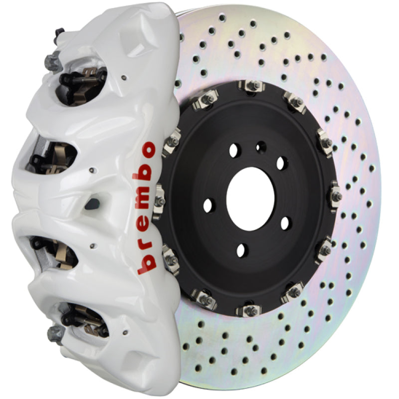 Brembo 19+ Model X (Excl Plaid) Fr GT BBK 8Pis Cast 412x38 2pc Rotor Drilled-White