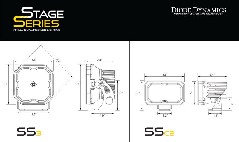 Diode Dynamics 2024+ Toyota Tacoma Stage Series 2in LED Ditch Light Kit - Pro White Combo