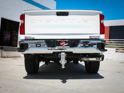 aFe Large Bore-HD 5 IN 409 SS DPF-Back Exhaust System w/Polished Tip 20-21 GM Truck V8-6.6L