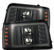 AlphaRex 92-96 Ford F-Series/Bronco PRO-Series Proj Headlights Alpha-Blk w/Seq. Sig & DRL