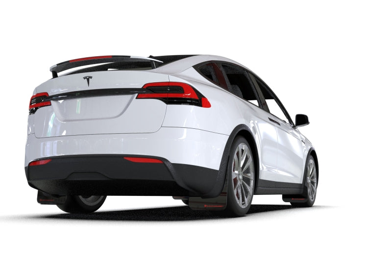 Rally Armor 22-24 Tesla Model X Black UR Mud Flap w/White Logo