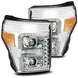 AlphaRex 11-16 Ford F-250 SD PRO-Series Projector Headlights Plank Style Design Chrome w/Seq Signal