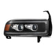 AlphaRex 94-01 RAM 1500 LUXX LED Proj Headlights Blk w/Activ Light/Seq Signal/SB DRL