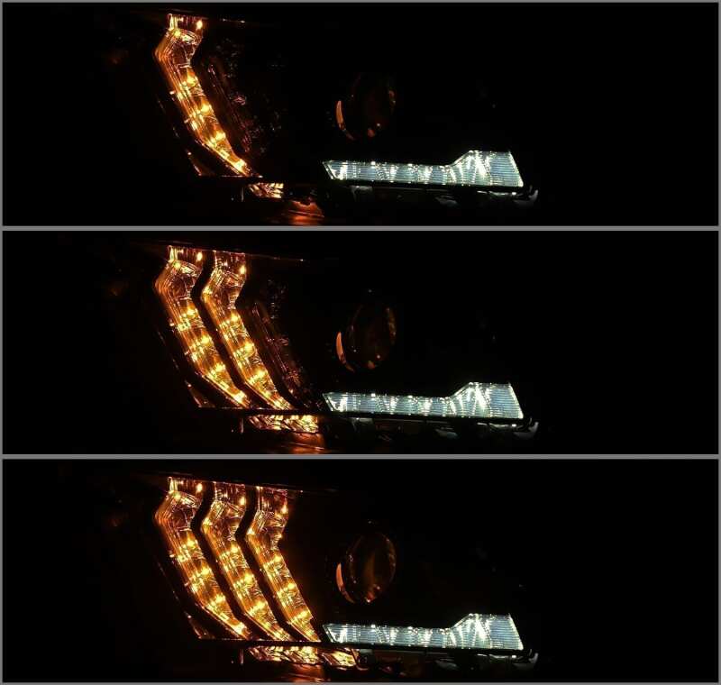 AlphaRex 10-12 Ford Mustang PRO-Series Projector Headlights Plank Style Black w/Top/Bottom DRL