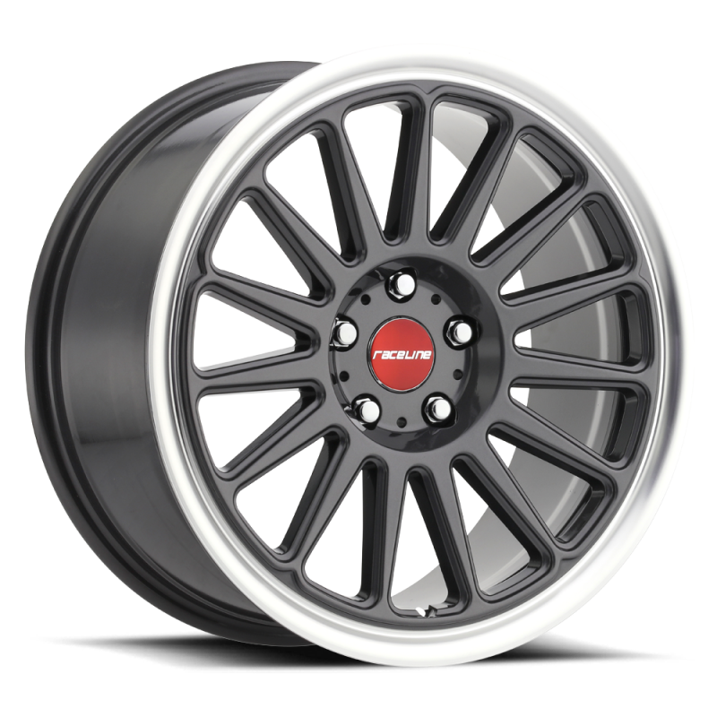 Raceline 315G Grip 17x9in / 5x114.3 BP / 40mm Offset / 72.6mm Bore - Gunmetal & Machined Wheel