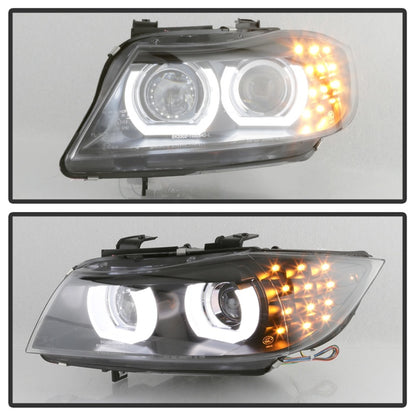 Spyder 09-12 BMW E90 3-Series 4DR HID w/ AFS Only - LED Turn - Black - PRO-YD-BMWE9009-AFSHID-BK