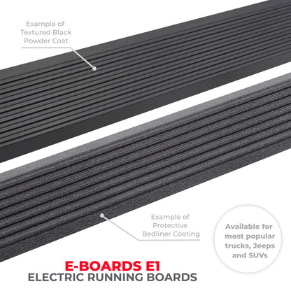 Go Rhino 21-23 Ford Bronco 2dr E-BOARD E1 Electric Running Board Kit (No Drill) - Tex. Blk