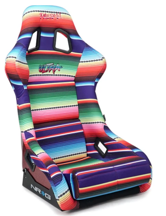 NRG FRP Bucket Seat PRISMA Serepi Edition W/ Red Pearlized Back Pink Panther Leopard Print - Large