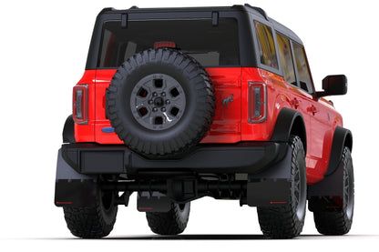 Rally Armor 21-22 Ford Bronco (Plstc Bmpr + RR - NO Rptr/Sprt) Blk Mud Flap w/Cy Orange Logo