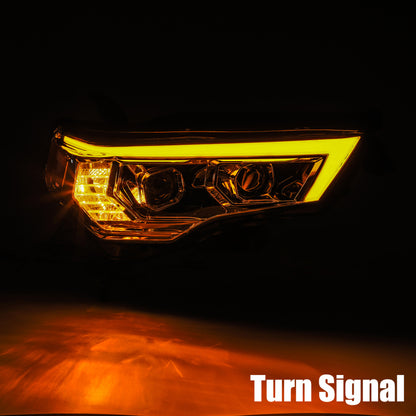 AlphaRex 14-20 Toyota 4Runner PRO-Series Projector Headlights Plank Style Chrm w/Sequential Signal