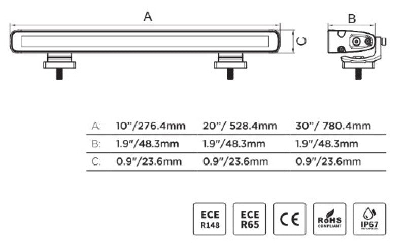 Go Rhino Xplor Flash Series Sgl Multi Function LED Light Bar (Track Mount) 10in. - Blk