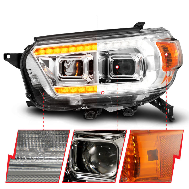 ANZO 10-13 Toyota 4Runner Projector Headlights - Chrome