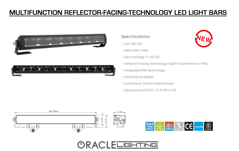 Oracle Lighting Multifunction Reflector-Facing Technology LED Light Bar - 14in