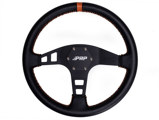 PRP Flat Leather Steering Wheel- Orange