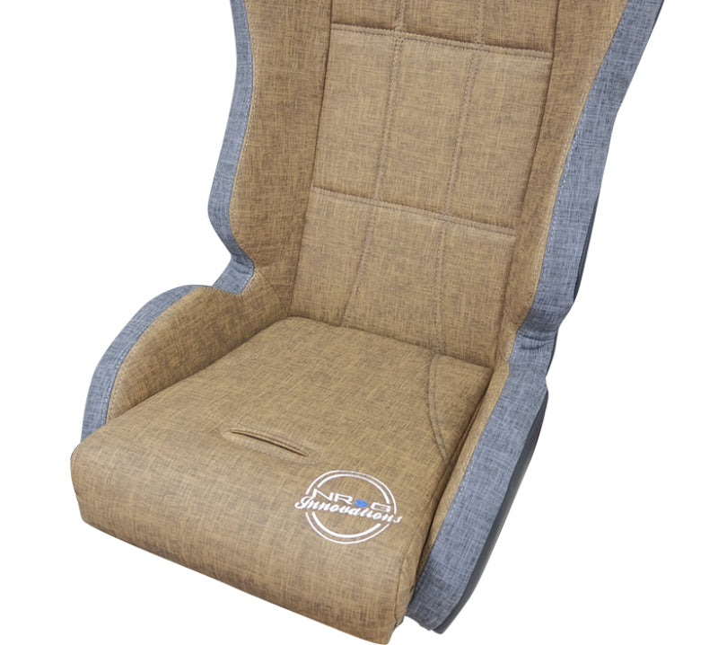 NRG Defender Seat/ Water Resistant Steel Frame Suspension - Brown w/ Gray Trim w/ Defender Logo