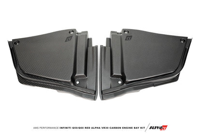 AMS Performance Red Alpha Matte Carbon Rear Engine Bay Cover Set - Infiniti Q50 / Q60 3.0T