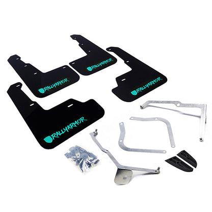 Rally Armor 15+ Subaru WRX & STi Sedan Only UR Black Mud Flap w/ Teal Logo and Altered Font