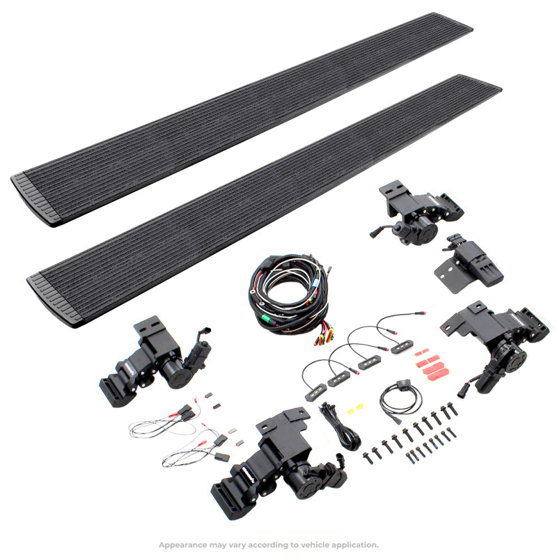 Go Rhino 22-24 Toyota Tundra DC 4dr E1 Electric Running Board Kit (No Drill) - Bedliner Coating