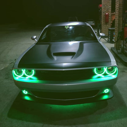 Oracle 15-21 Dodge Challenger Waterproof LED Fog Light Halo Kit - ColorSHIFT