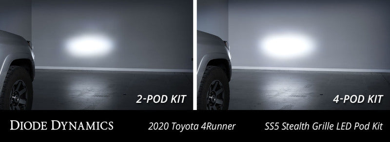 Diode Dynamics 14-23 Toyota 4Runner SS5 Stealth Grille LED 2-Pod Kit Sport - White Driving