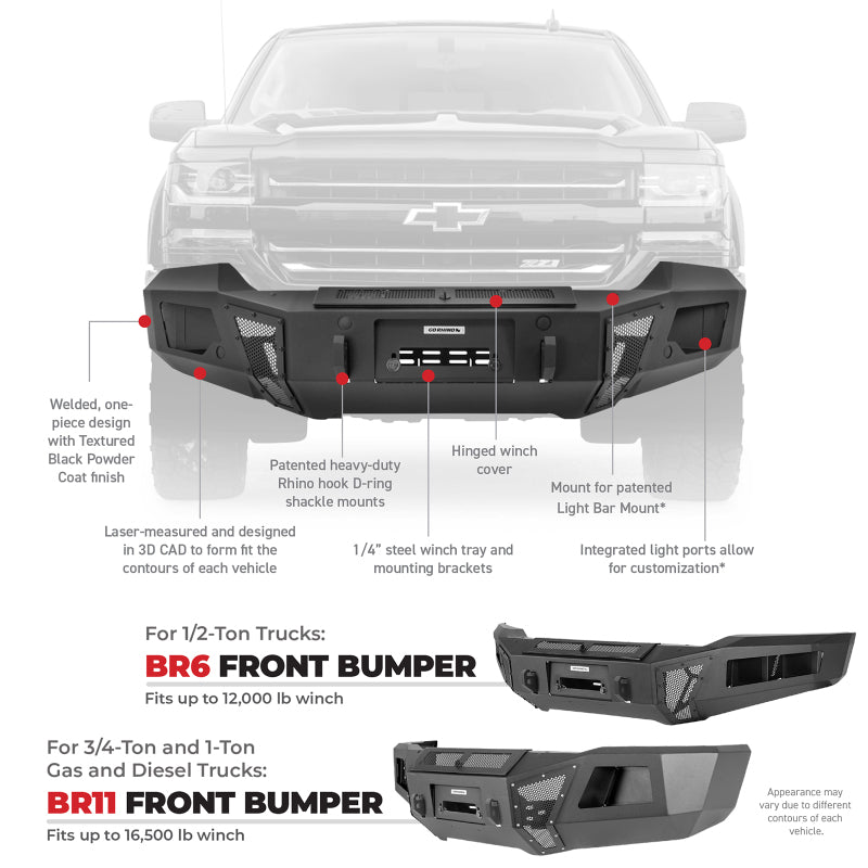 Go Rhino 19-22 Chevrolet Silverado 1500 BR6 Front Bumper Replacement