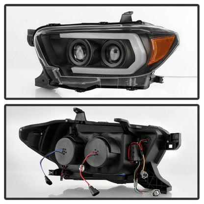 Spyder 16-18 Toyota Tacoma Projector Headlights - Seq LED Turn - Black - PRO-YD-TT16-LB-BK