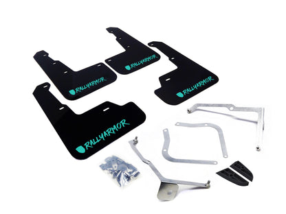 Rally Armor 15+ Subaru WRX & STi Sedan Only UR Black Mud Flap w/ Teal Logo and Altered Font