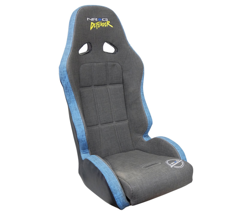 NRG Defender Seat/ Water Resistant Steel Frame Suspension - Gray w/ Blue Trim w/ Defender Logo