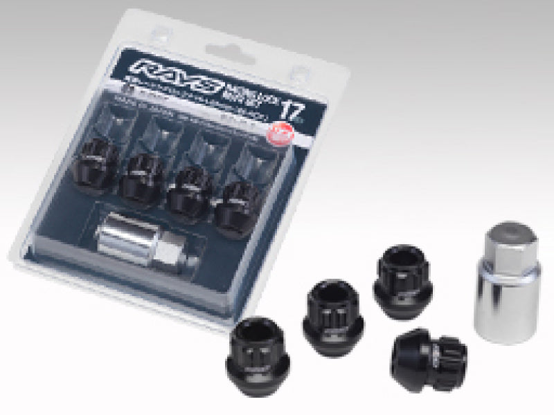 Rays M12x1.50 Short Type (L25) 17 Hex Lug Nut Set - Black