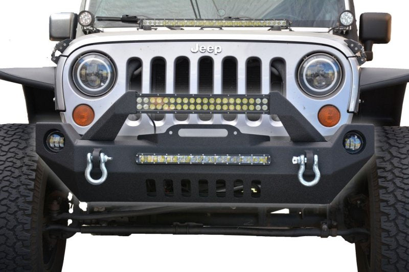 DV8 Offroad 07-18 Wrangler JK FS-17 Mid Length Steel Front Bumper w/ Fog Lights