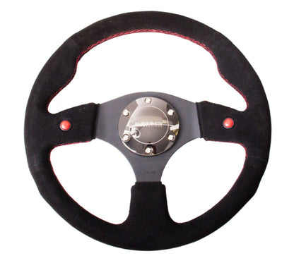 NRG Reinforced Steering Wheel (320mm) Blk Suede w/Dual Buttons