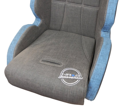 NRG Defender Seat/ Water Resistant Steel Frame Suspension - Gray w/ Blue Trim w/ Defender Logo