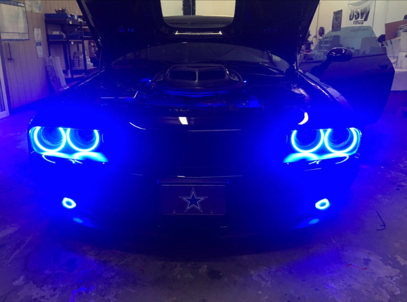 Oracle 15-21 Dodge Challenger Waterproof LED Fog Light Halo Kit - ColorSHIFT